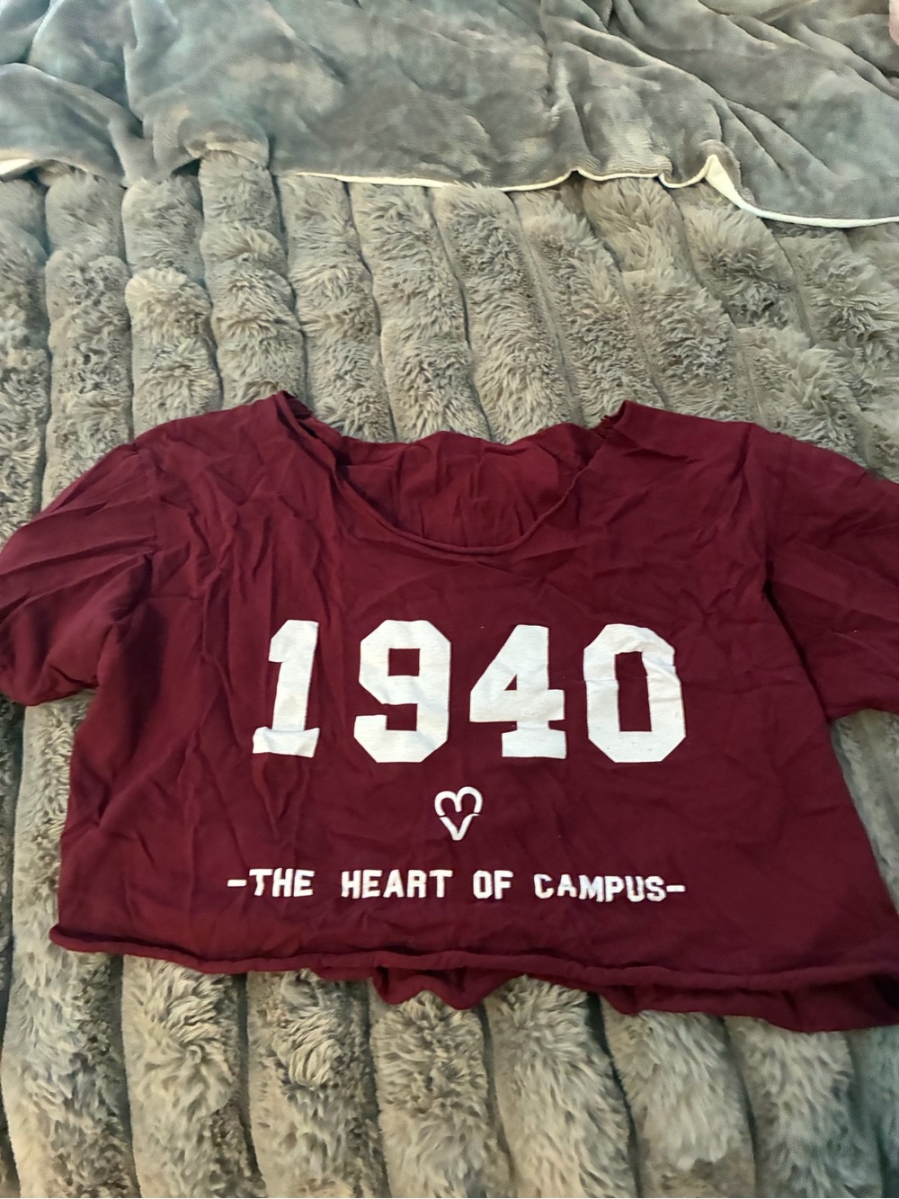 Women’s Burgundy Crop Top with 1940 Print